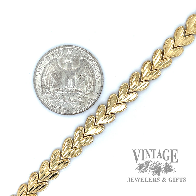 7.5" heart link 14k gold bracelet