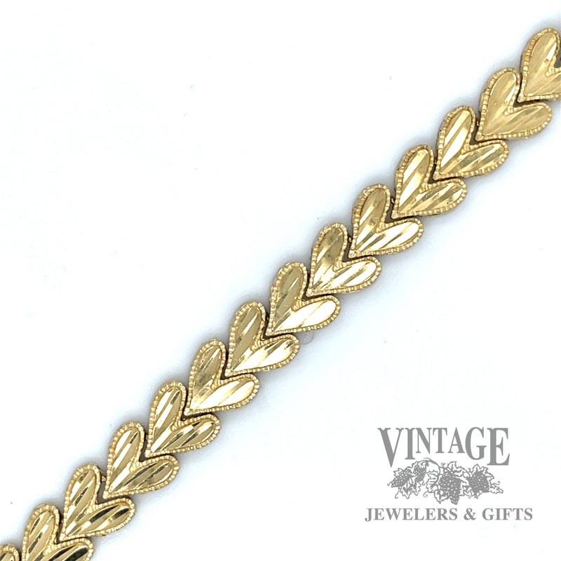 7.5" heart link 14k gold bracelet