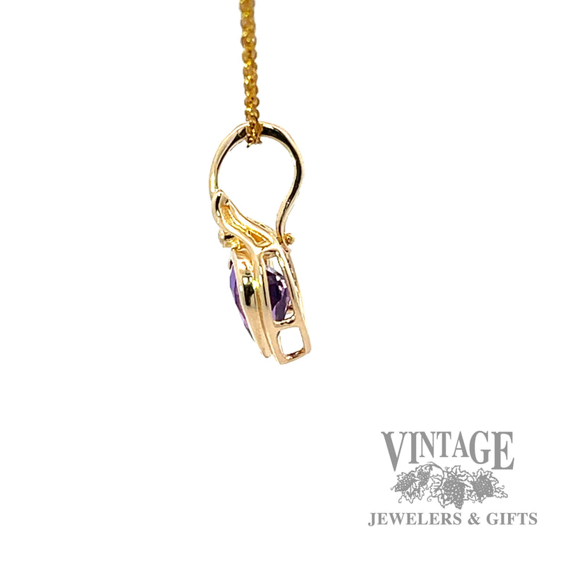 Amethyst and diamond 14k gold enhancer pendant