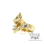 Diamond and emerald 18k gold panther ring side1