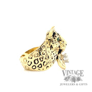 Diamond and emerald 18k gold panther ring side2
