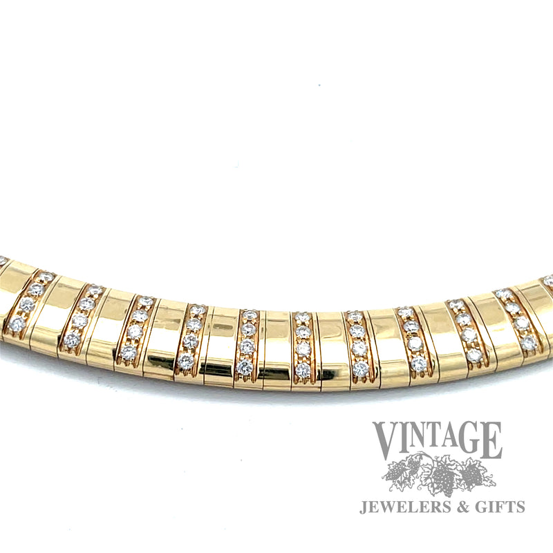 Diamond accent 16" 7.8mm 14k gold omega necklace macro