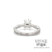 1.28ctw oval diamond twist band 18k white gold ring bottom