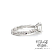 1.28ctw oval diamond twist band 18k white gold ring side2