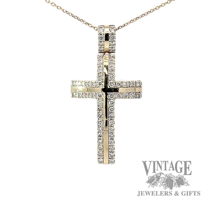Diamond outline 10k gold cross 