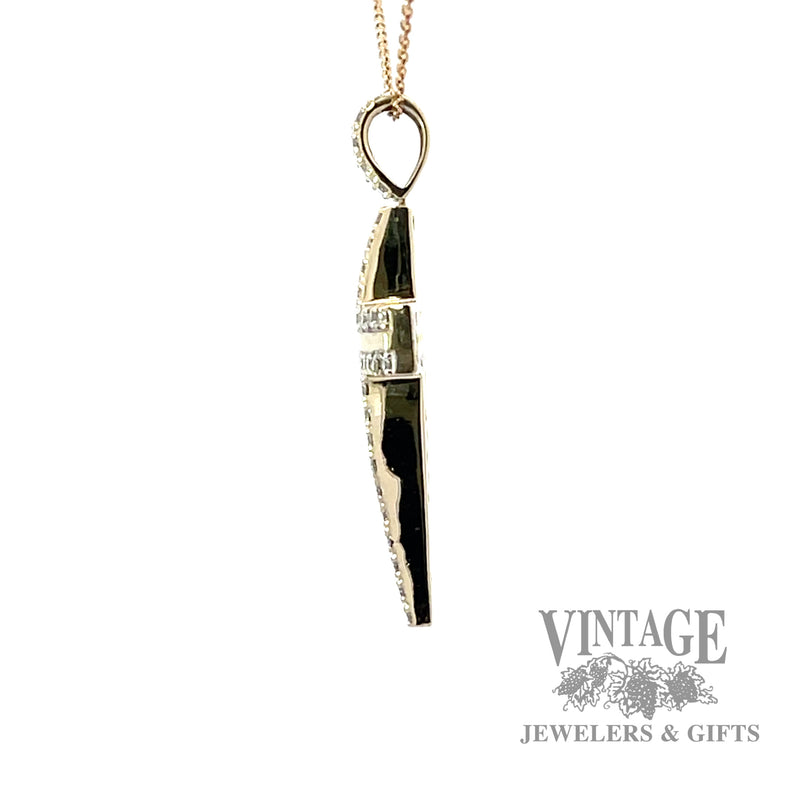 Diamond outline 10k gold cross side