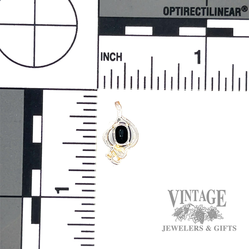 Blue sapphire and diamond 14k white gold freeform pendant