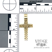 Diamond outline 10k gold cross back and scale