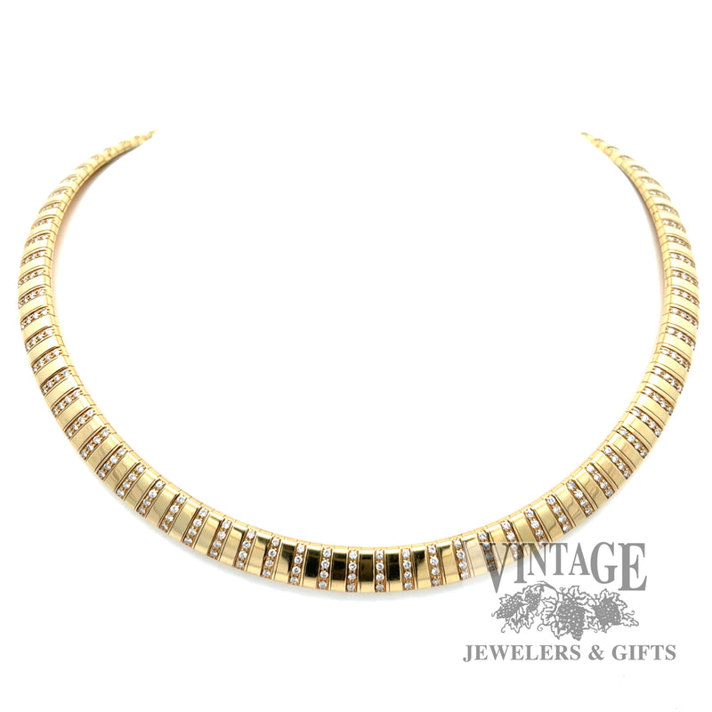 Diamond accent 16" 7.8mm 14k gold omega necklace