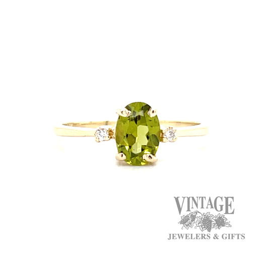 Peridot and diamond accent 14k gold ring