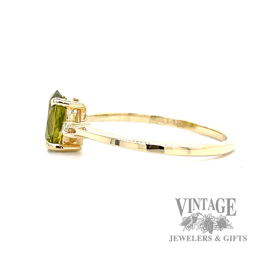 Peridot and diamond accent 14k gold ring side1