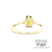 Peridot and diamond accent 14k gold ring bottom