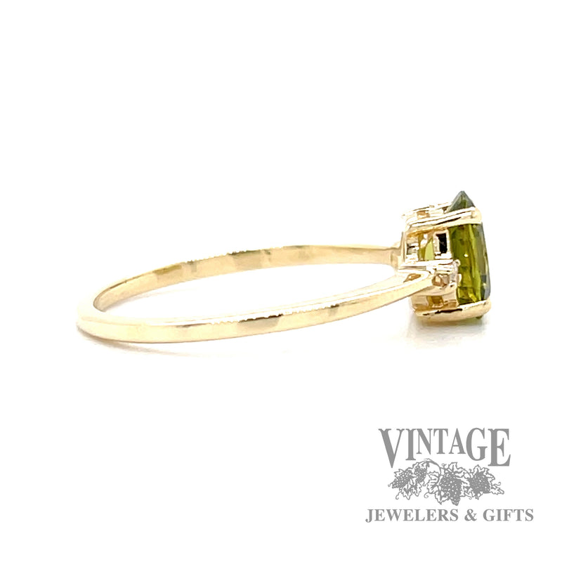 Peridot and diamond accent 14k gold ring side2