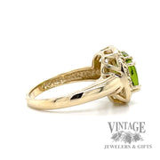 Peridot diamond halo 14k gold ring side2