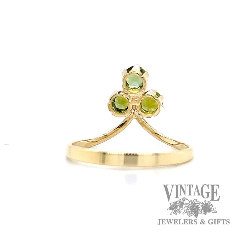 Peridot three stone 17k gold ring bottom