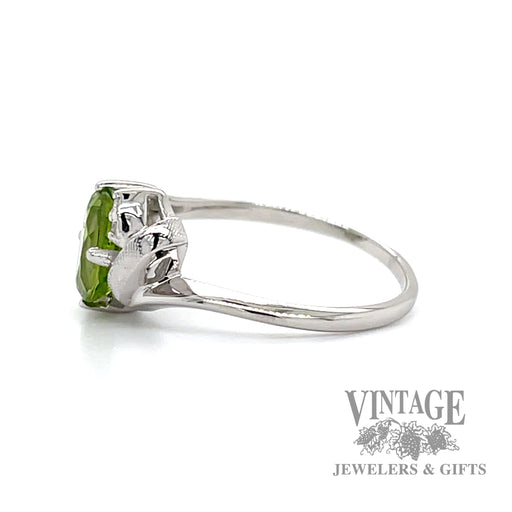 Peridot and diamond 14k white gold bypass ring side1