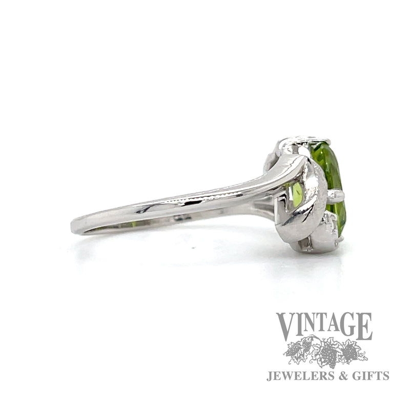 Peridot and diamond 14k white gold bypass ring side2