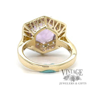 Amethyst and diamond double halo 14k gold ring bottom