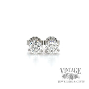 1.01 ctw natural diamond platinum stud earrings front