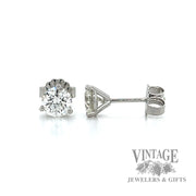1.01 ctw natural diamond platinum stud earrings side