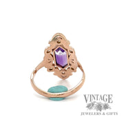Amethyst and diamond 14k rose gold ring bottom