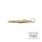 Sacred heart Jesus 14k tri-color gold pendant side