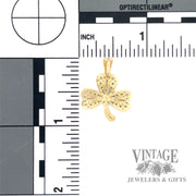Shamrock 14k gold pendant back and scale