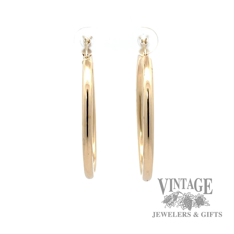 3 x 27 x 34 mm oval tube hoop 14k gold earrings