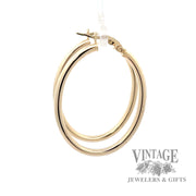 3 x 27 x 34 mm oval tube hoop 14k gold earrings side2