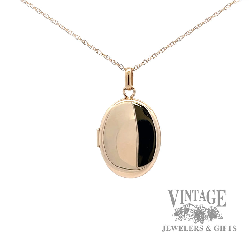 Oval 14k gold locket necklace