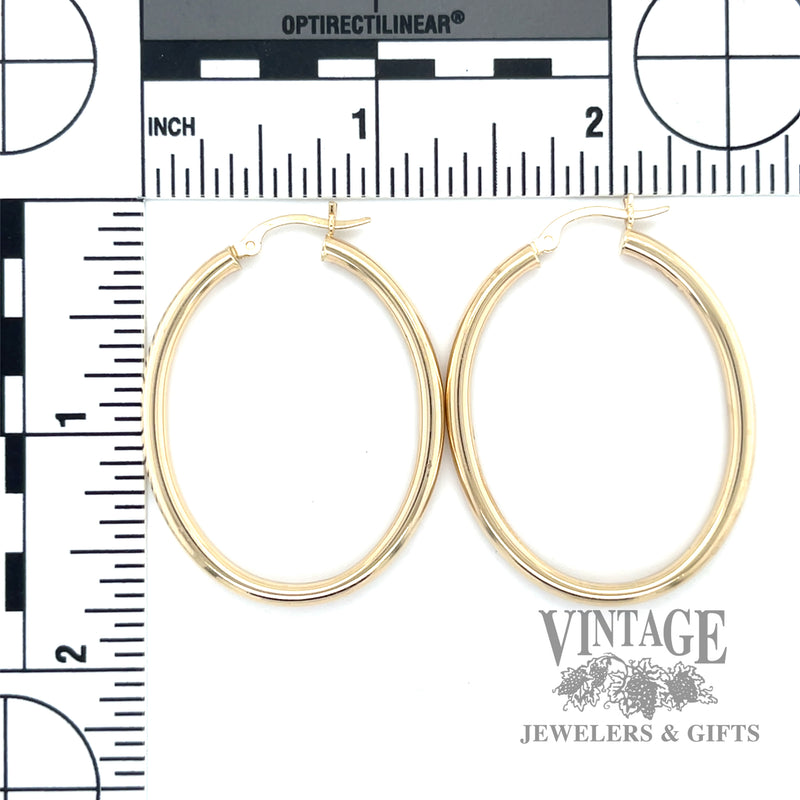 3 x 27 x 34 mm oval tube hoop 14k gold earrings scale