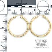 4 x 31 mm tube hoop 14k gold earrings scale