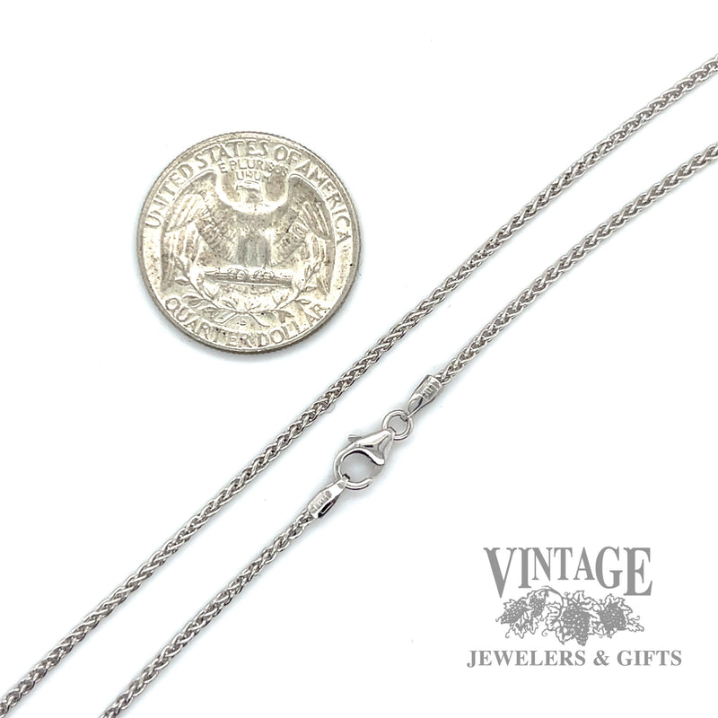 24” wheat chain 14k white gold 1.6mm necklace