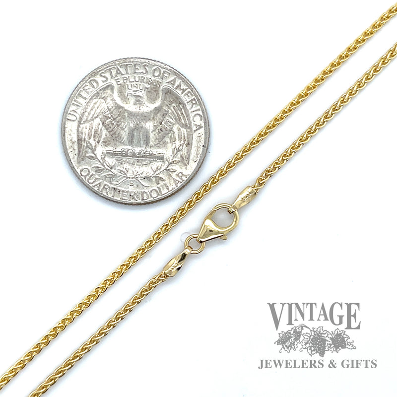 24” wheat chain 14k gold 1.6mm necklace