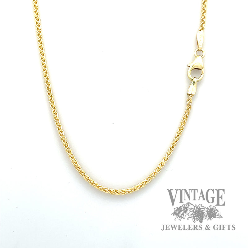 24” wheat chain 14k gold 1.6mm necklace
