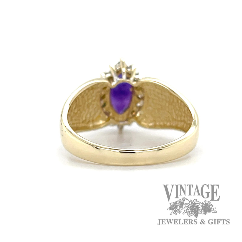 Amethyst marquise diamond halo 14k gold ring bottom