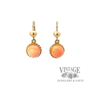 Coral 14k gold drop earrings