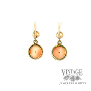 Coral 14k gold drop earrings back