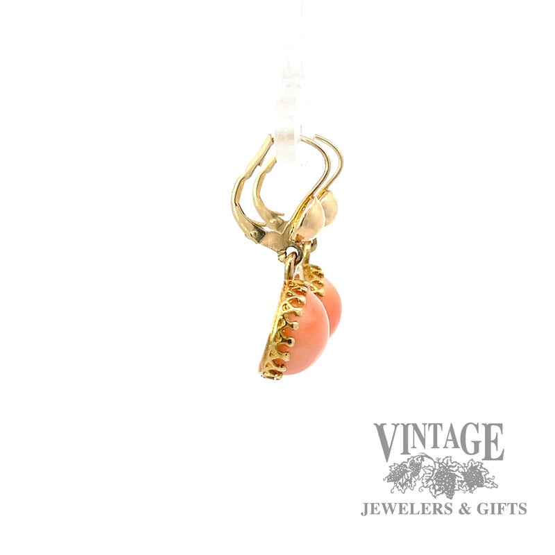 Coral 14k gold drop earrings side2