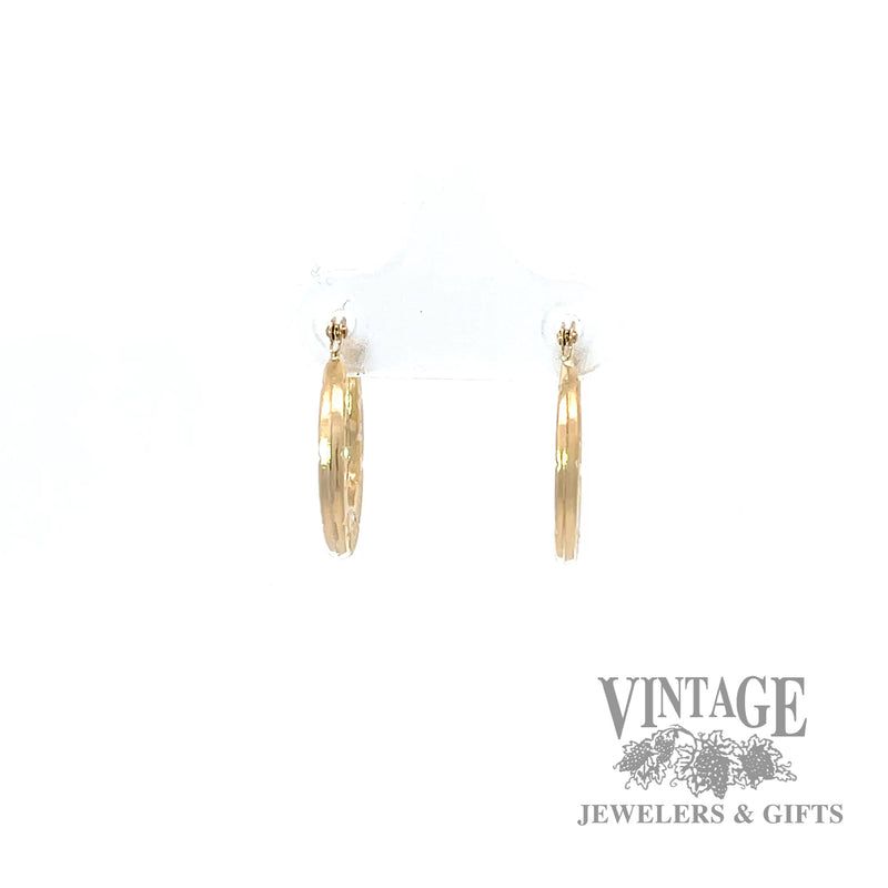 Greek design 10k gold flat hoop earrings front