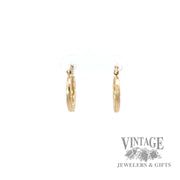 Greek design 10k gold flat hoop earrings back