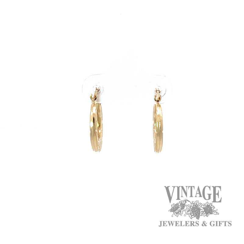 Greek design 10k gold flat hoop earrings back