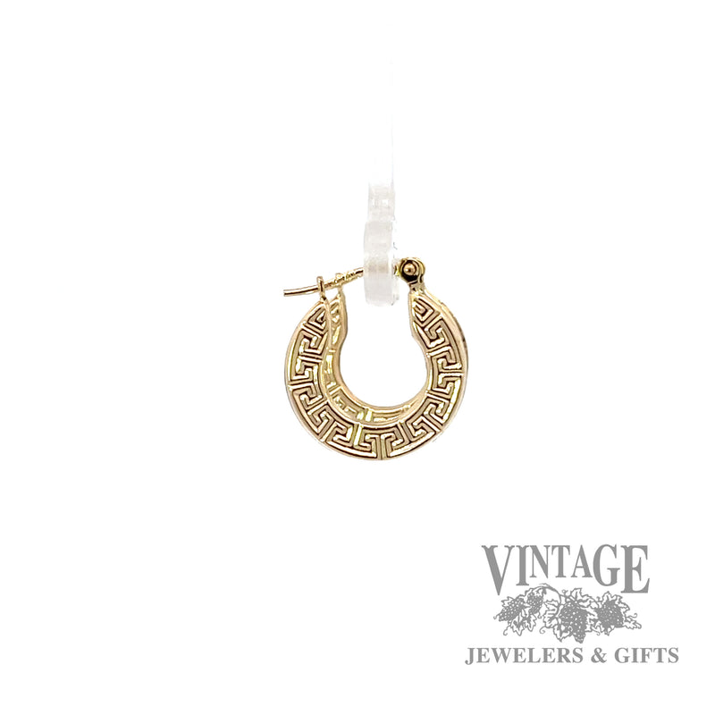 Greek design 10k gold flat hoop earrings side2