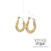 Greek design 10k gold flat hoop earrings