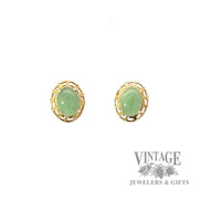 Jadeite bezel set in 14k gold stud earrings