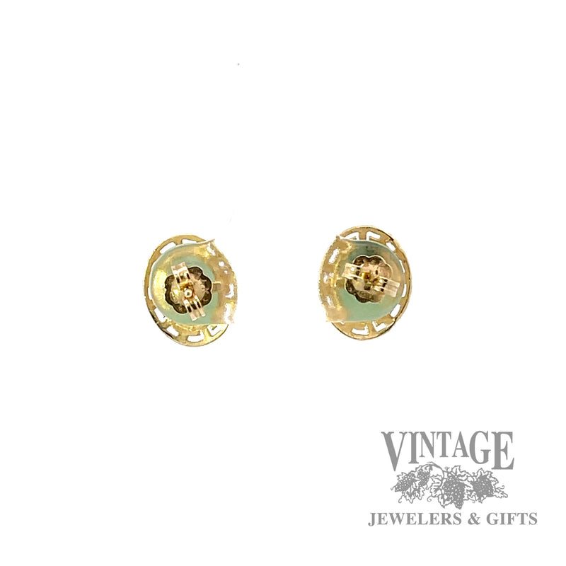Jadeite bezel set in 14k gold stud earrings back