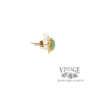 Jadeite bezel set in 14k gold stud earrings side2