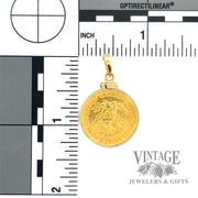 1881 Liberty Head Gold coin in pendant bezel back and scale