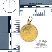 1901 Liberty Head Gold coin in pendant bezel back and scale