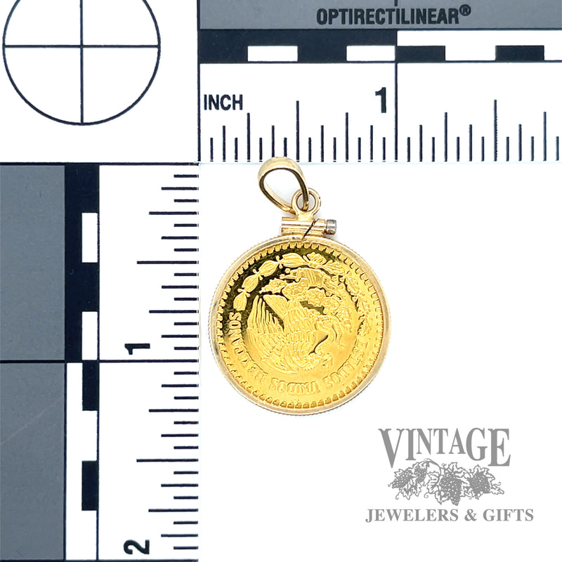 2021 Mexican Gold coin in pendant bezel back and scale